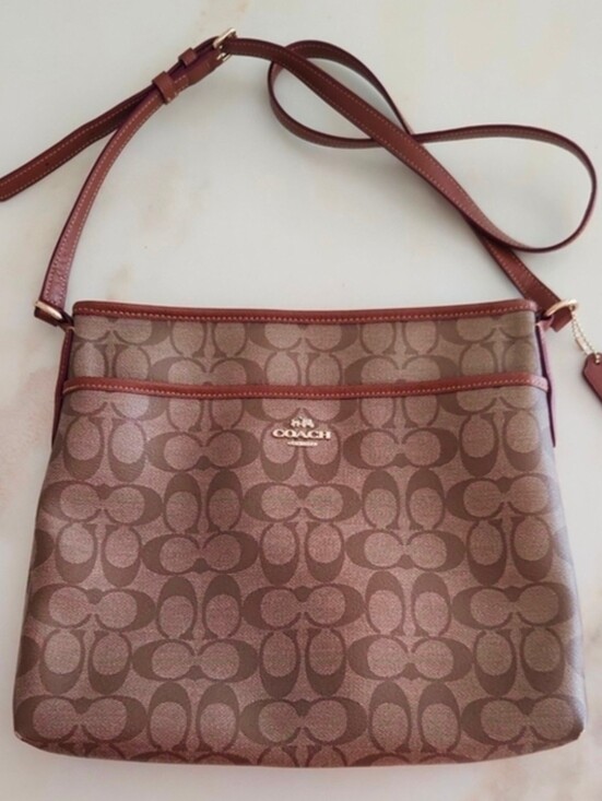 Coach Handbags - Coach Brown Signature Crossbody with Gold Hardware